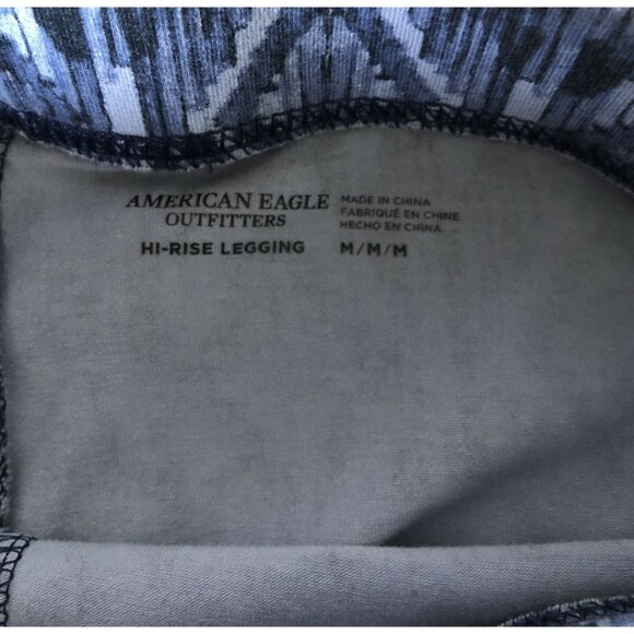 American Eagle Hi Rise Leggings  Women’s Size Medium Blue Geometric Print - Picture 6 of 9